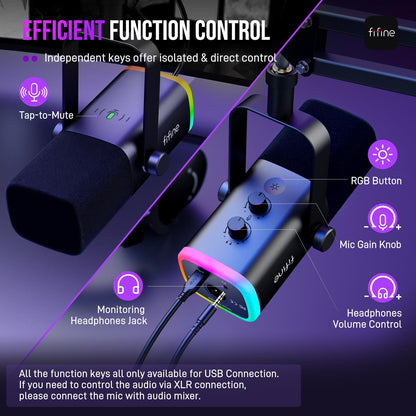 FIFINE AmpliGame AM8T - Juego de micrófonos para juegos XLR\/USB |...