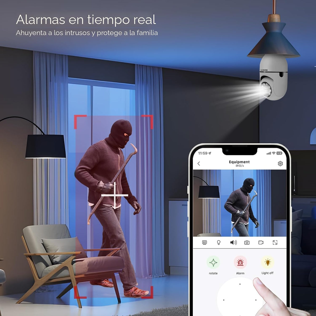 WESECUU Cámara de seguridad con bombilla 3K -5G y 2.4 GHz, cámaras...