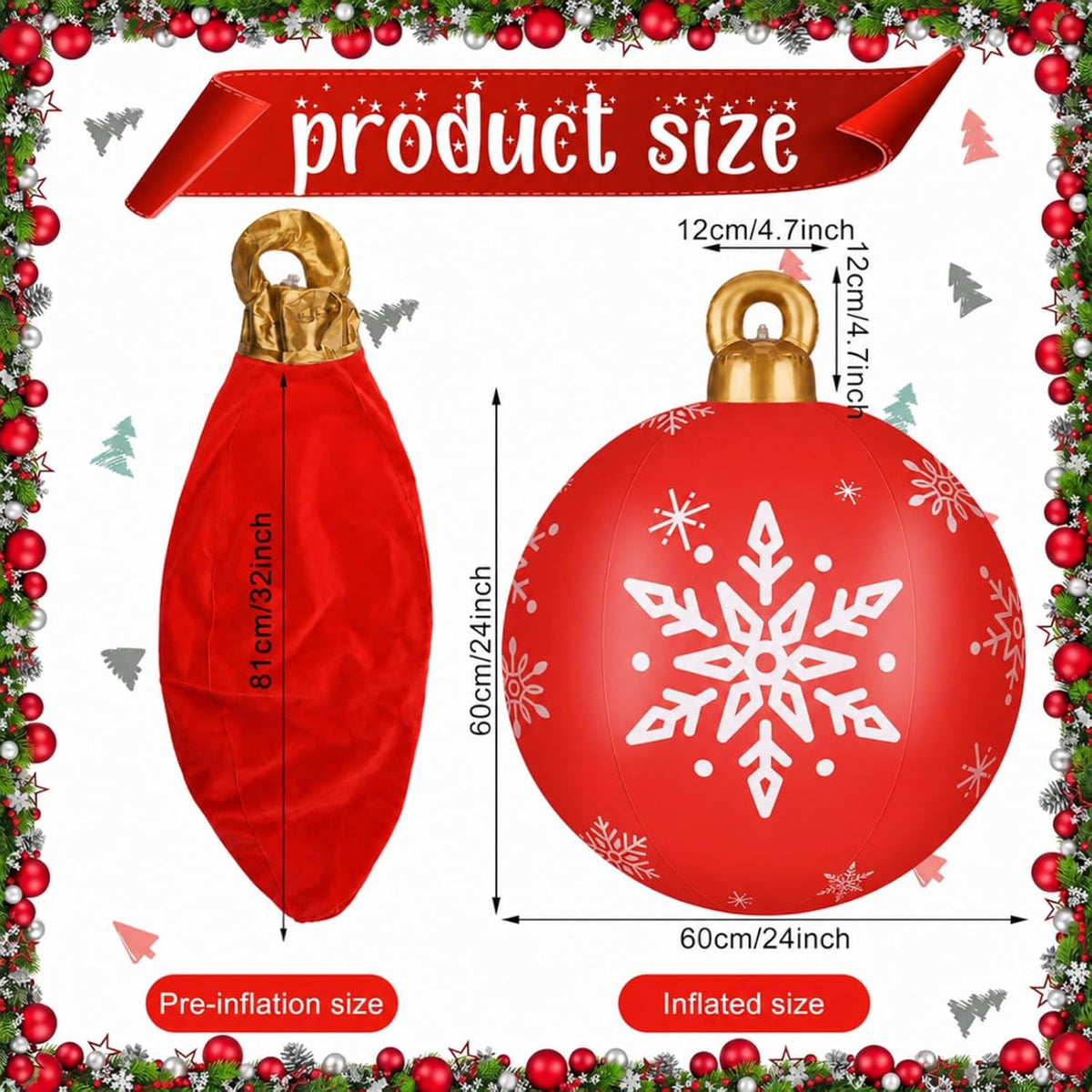 Jetec - Juego de 2 esferas inflables gigantes de Navidad de 32 pulg...