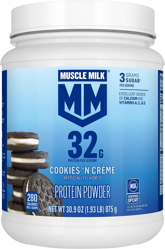 Polvo de proteína genuino Muscle Milk, galletas y crema, 1.93 libra...