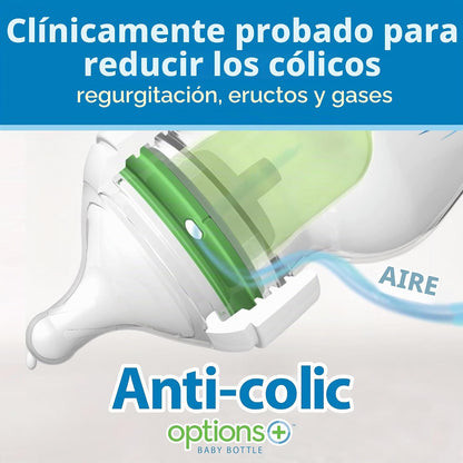Dr. Brown's Anti-Colic Options+ biberón de cuello ancho, 5 oz, 1 pa...