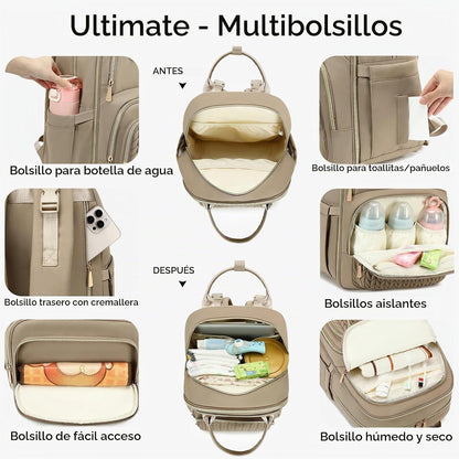 AIJIEKE Mochila para pañales, Mochila para pañales multifuncional g...