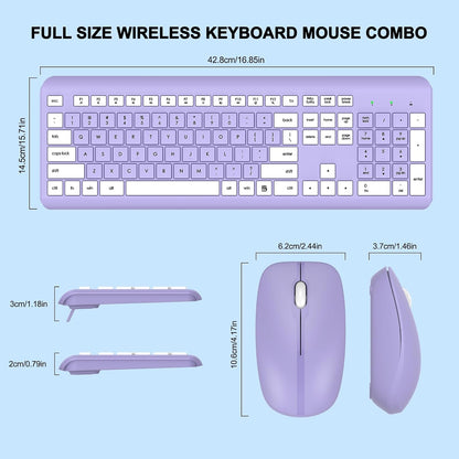 Combo de teclado y mouse inalámbricos, teclado ergonómico silencios...