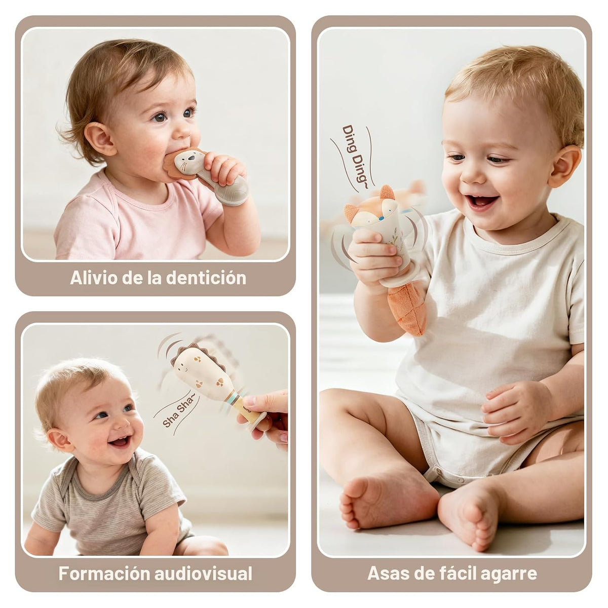 Sonajeros para bebés, juguetes para la dentición de 3 a 6 meses, ju...
