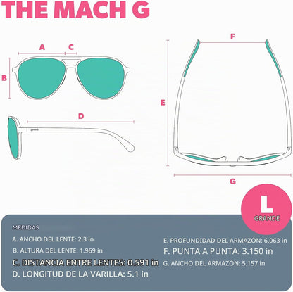 goodr Gafas de sol polarizadas Mach G para mujer y hombre | Marco d...