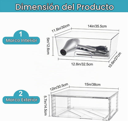 Vtopmart Paquete de 3 cajones de almacenamiento apilables transpare...