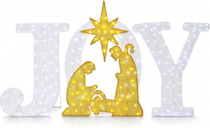 Decoración de letrero de alegría iluminado de Navidad con temporiza...