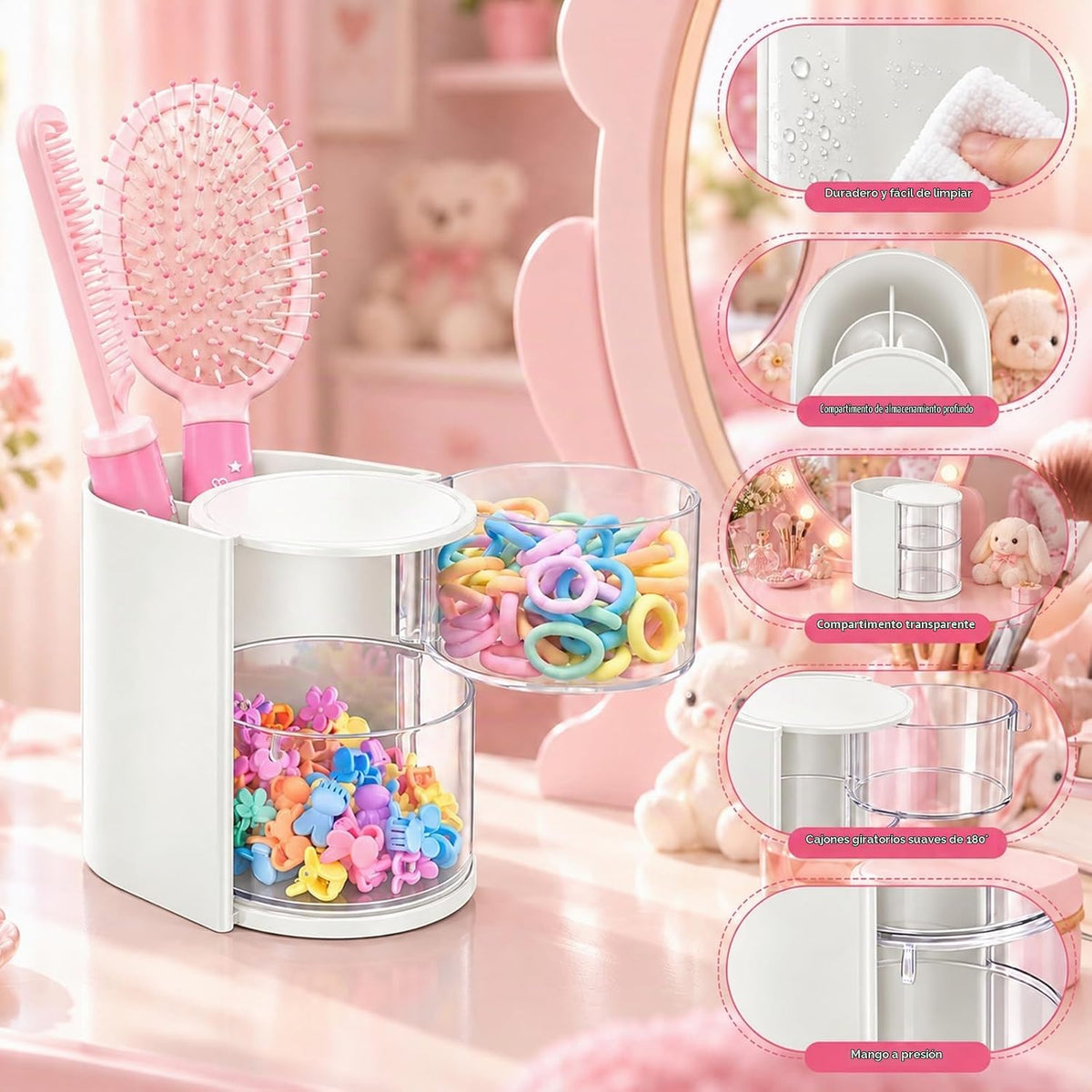 Luscinia - Organizador de accesorios para el cabello con soporte pa...