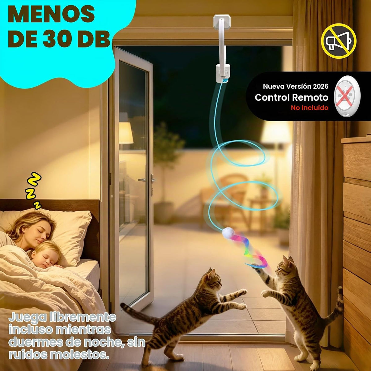 HAPPYCODE Juguete interactivo para gatos, pájaro aleteo y pluma gir...