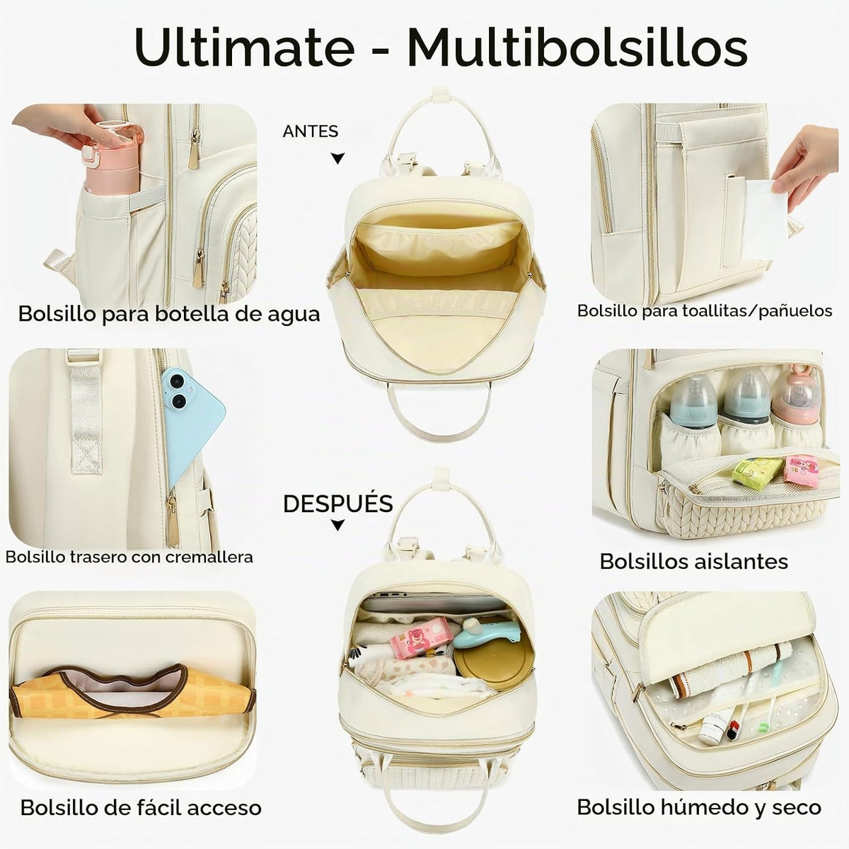 AIJIEKE Mochila para pañales, Mochila para pañales multifuncional g...