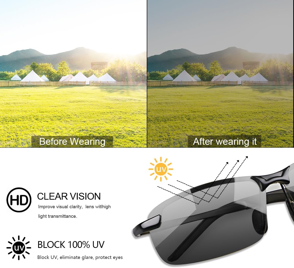 YIMI Gafas de sol polarizadas fotocromáticas para conducción z87 pa...