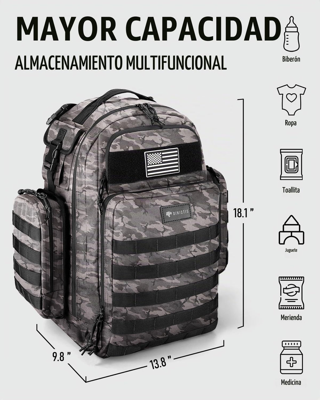 Dinictis Mochila para pañales para papá con cambiador de pañales |...