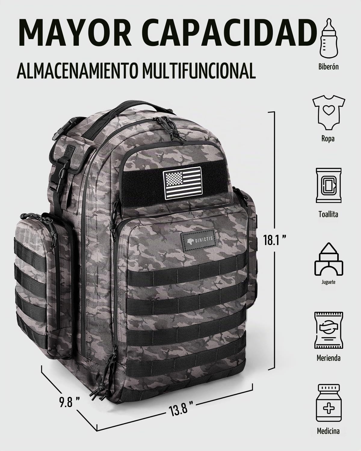 Dinictis Mochila para pañales para papá con cambiador de pañales |...