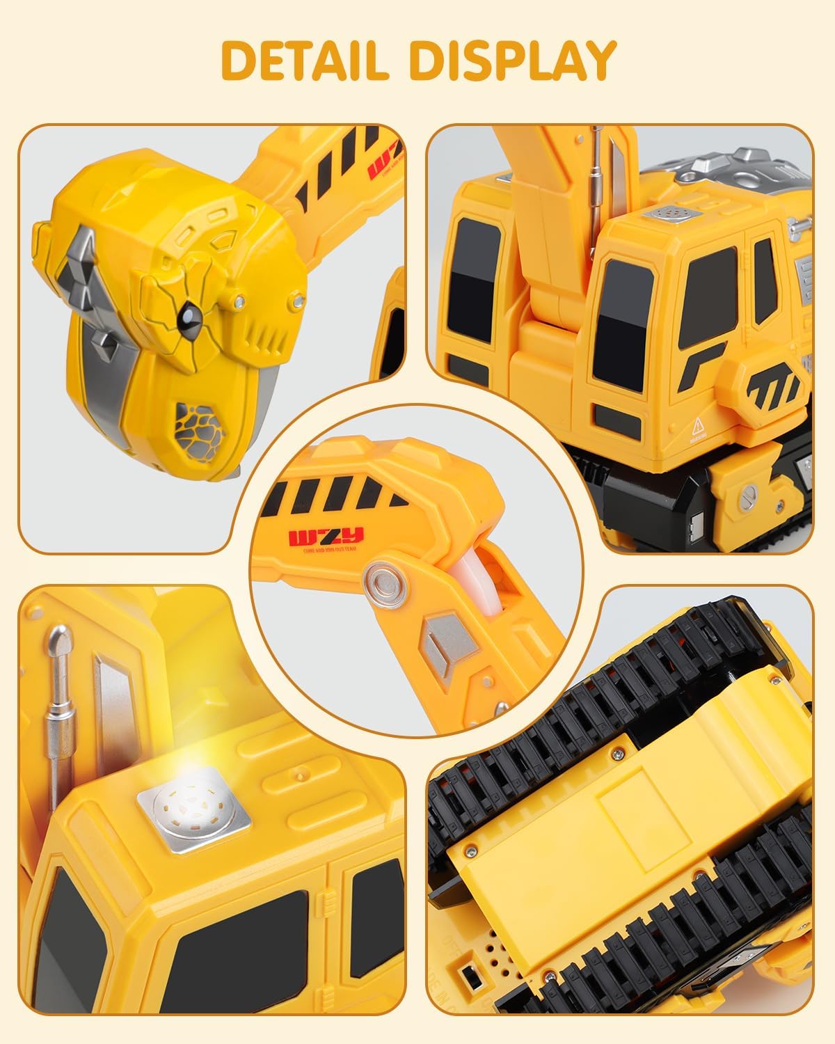 Humzo Excavadora a control remoto para niños de 4 a 7 años, camione...
