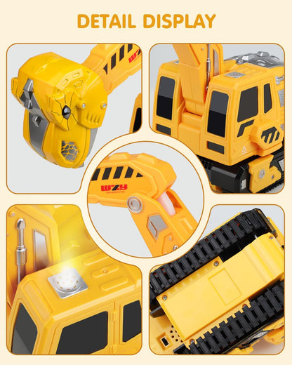 Humzo Excavadora a control remoto para niños de 4 a 7 años, camione...