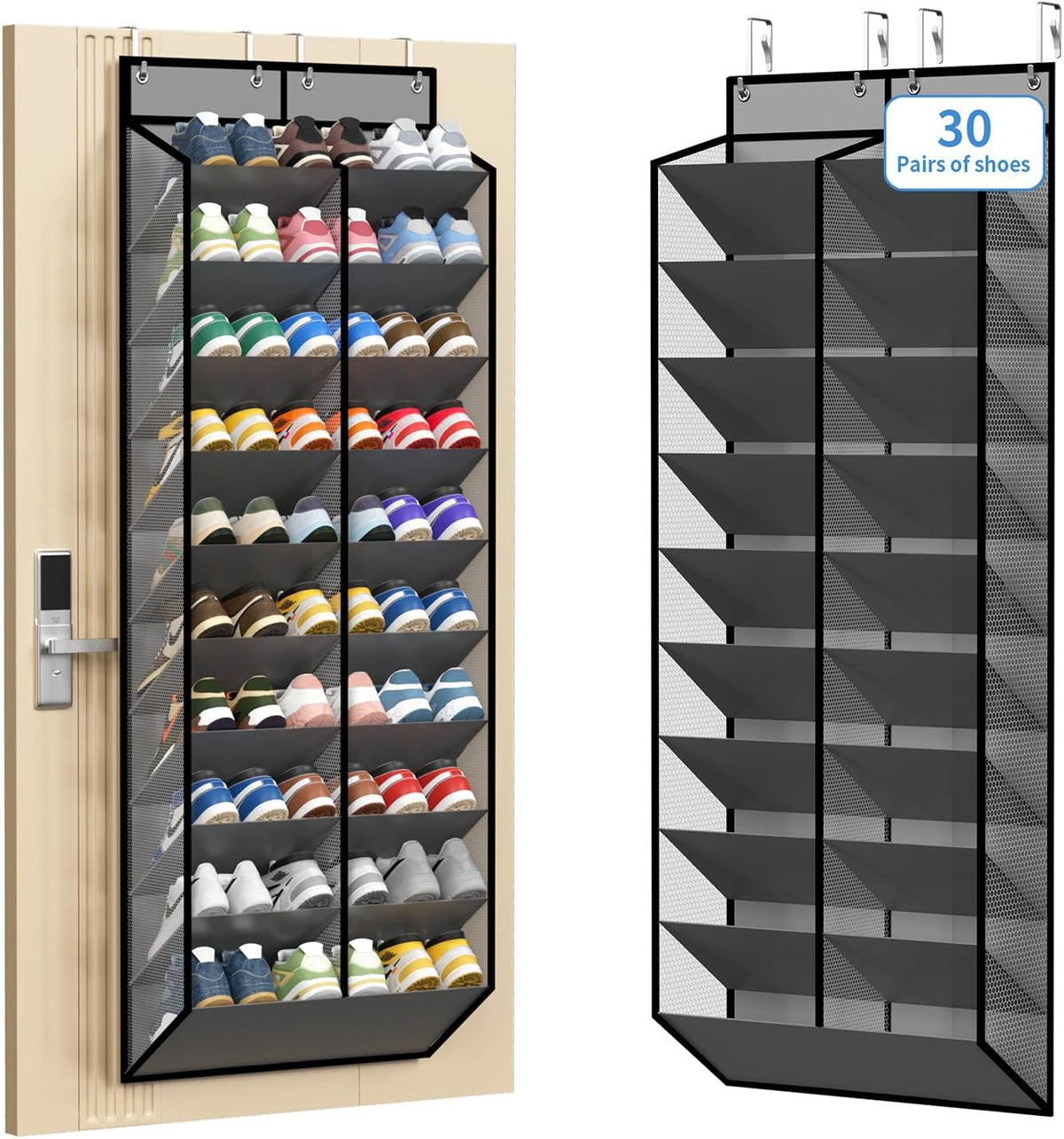 KEEPJOY 20-30 pares de organizadores de zapatos grises sobre la pue...