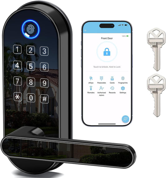 Cerradura inteligente de huellas dactilares Bluetooth con mango y t...