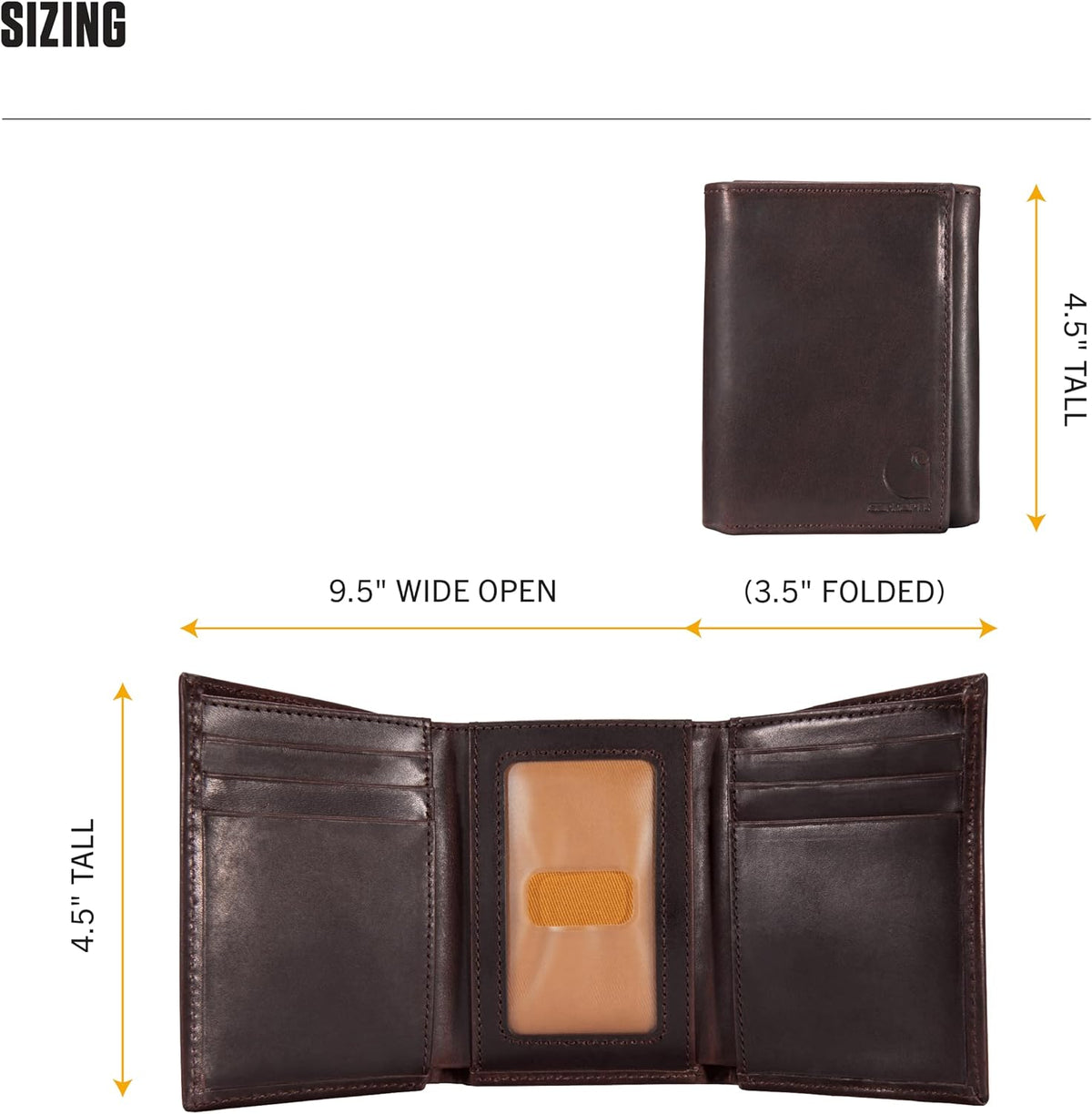 Carhartt Billetera Trifold Cuero Bronceado Aceite Marrón | Cartera...