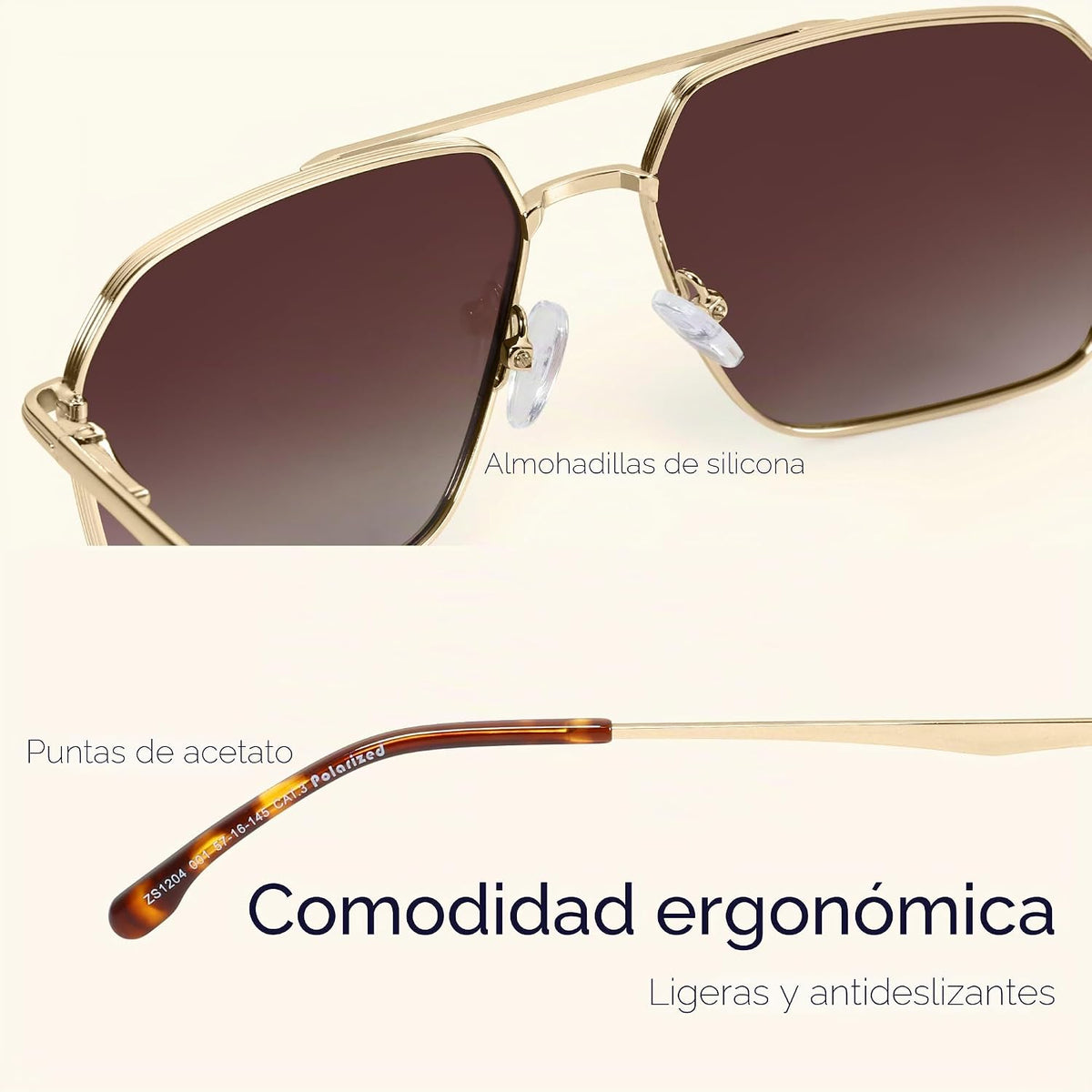 ZENOTTIC Gafas de sol polarizadas de aviador para hombre: protecció...