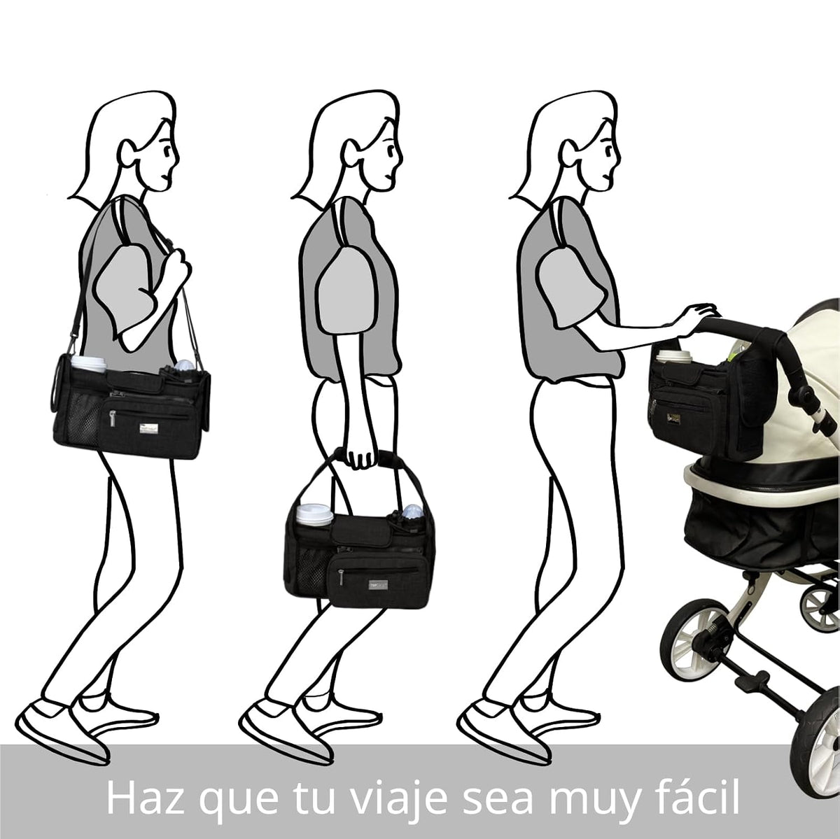 TOPDesign Organizador universal para cochecito de bebé, carrito con...