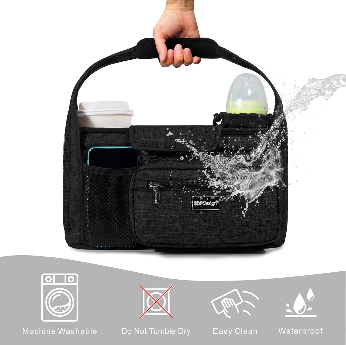 TOPDesign Organizador universal para cochecito de bebé, carrito de...