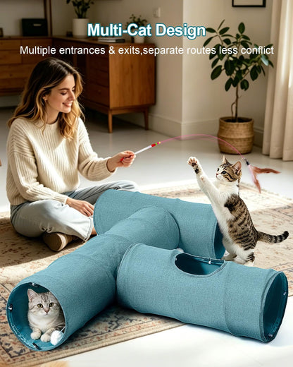 Túnel para gatos, 3 túneles de forma recta, 6 formas de bricolaje c...