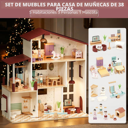 Lehoo Castle Casa de muñecas de madera para niñas, casa de muñecas...