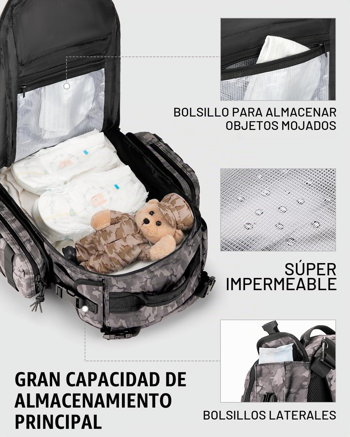 Dinictis Mochila para pañales para papá con cambiador de pañales |...