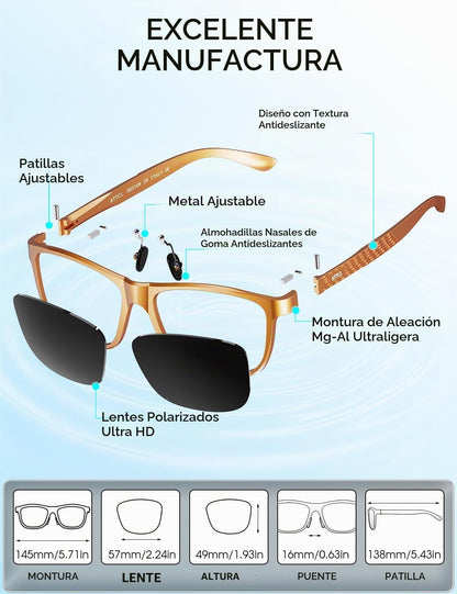 ATTCL Gafas de sol polarizadas para hombre Al-Mg Metal ultraligeras...