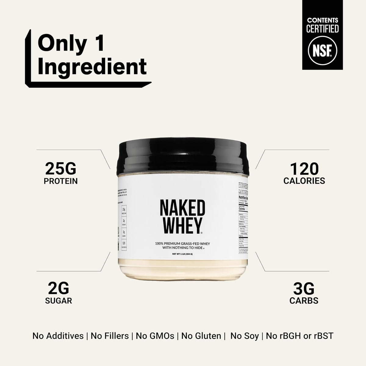 NAKED Suero de leche de 1 libra \u2013 Solo 1 ingrediente, polvo de...
