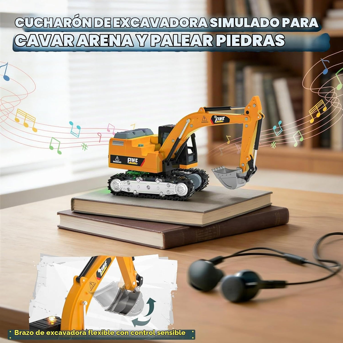 YESHIN Excavadora de control remoto 1\/64, mini vehículo de constru...