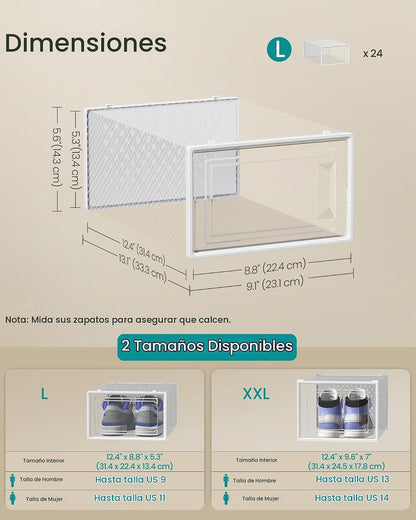 SONGMICS - Cajas de zapatos, caja de plástico transparente para ten...