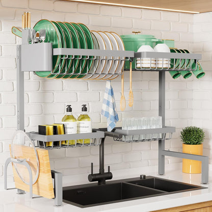 Kitsure Escurridor de platos ajustable sobre el fregadero, 26.8"...