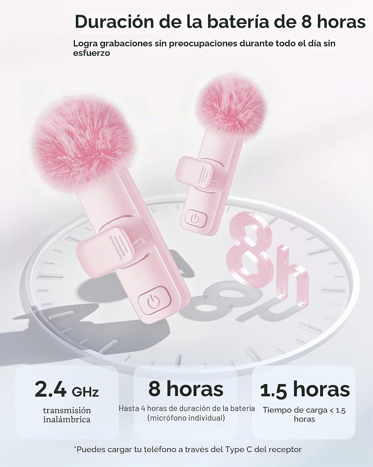 Micrófono de solapa inalámbrico para iPhone, iPad y teléfono Androi...