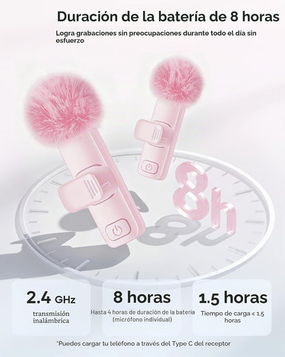 Micrófono de solapa inalámbrico para iPhone, iPad y teléfono Androi...