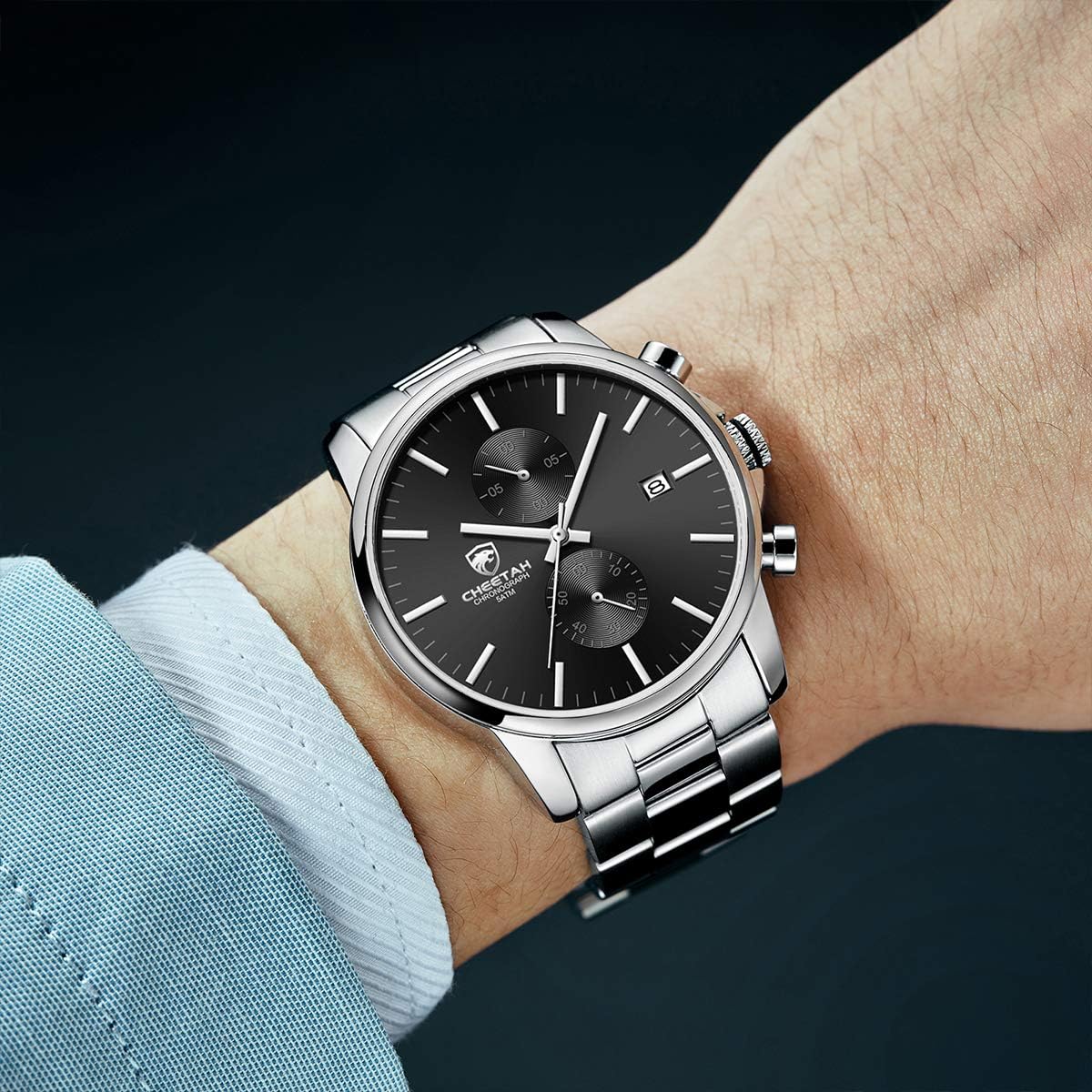 GOLDEN HOUR Fashion Business - Relojes para hombre con cronógrafo,...