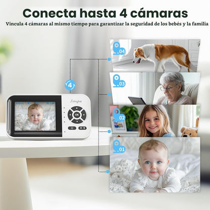 Simyke Monitor inteligente para bebé con 2 cámaras y audio, aplicac...