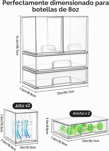 Vtopmart Juego de 4 cajones de almacenamiento apilables transparent...