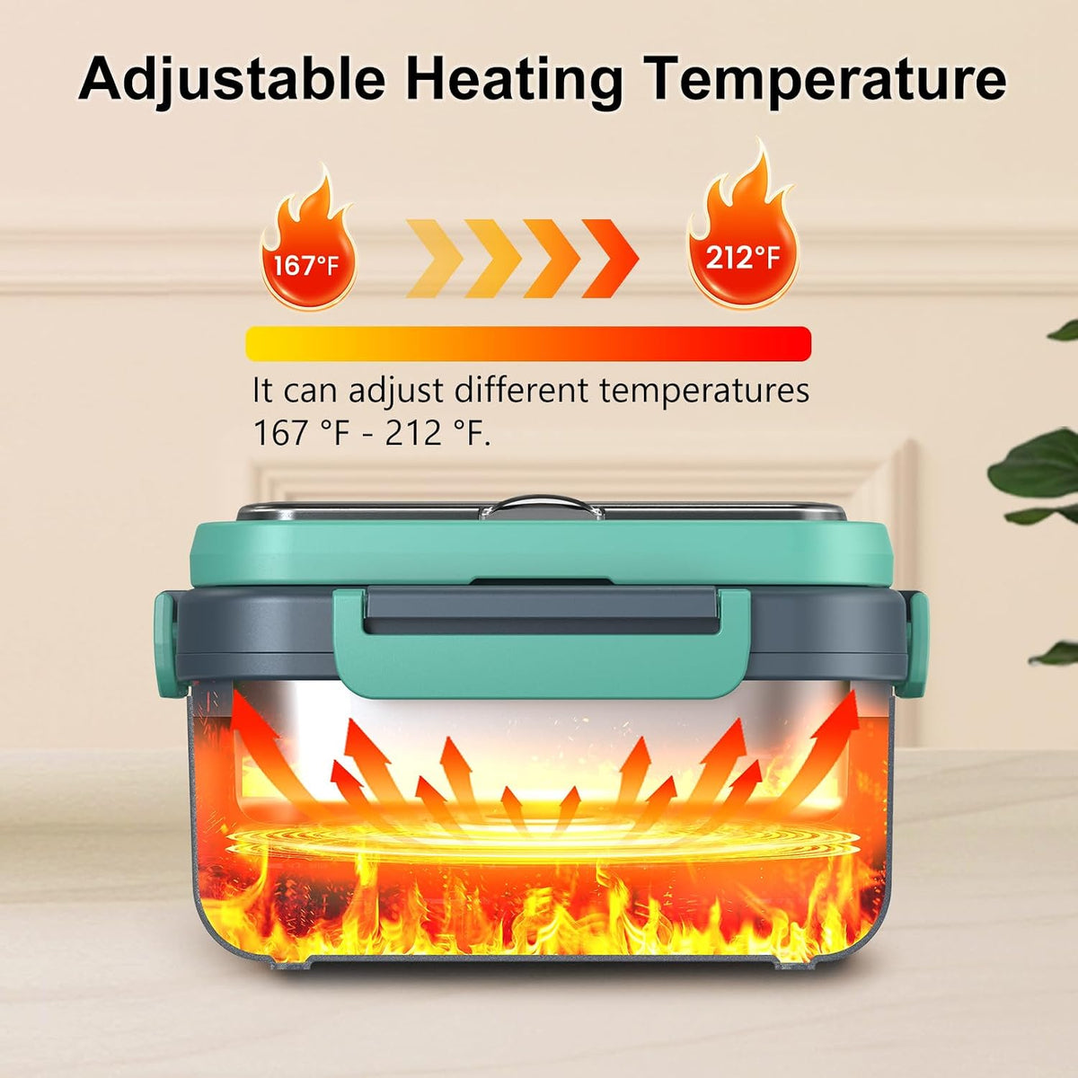 Omboos Lonchera eléctrica inalámbrica con calefacción, XL 6.3 tazas...