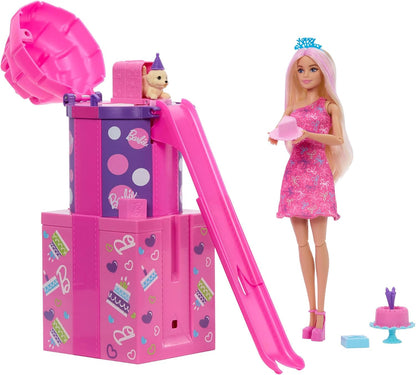 Barbie Muñeca y accesorios Rise &amp; Surprise, serie de cumpleaños...