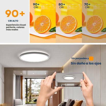 BLNAN Lámpara de techo LED regulable con control remoto, 12 pulgada...