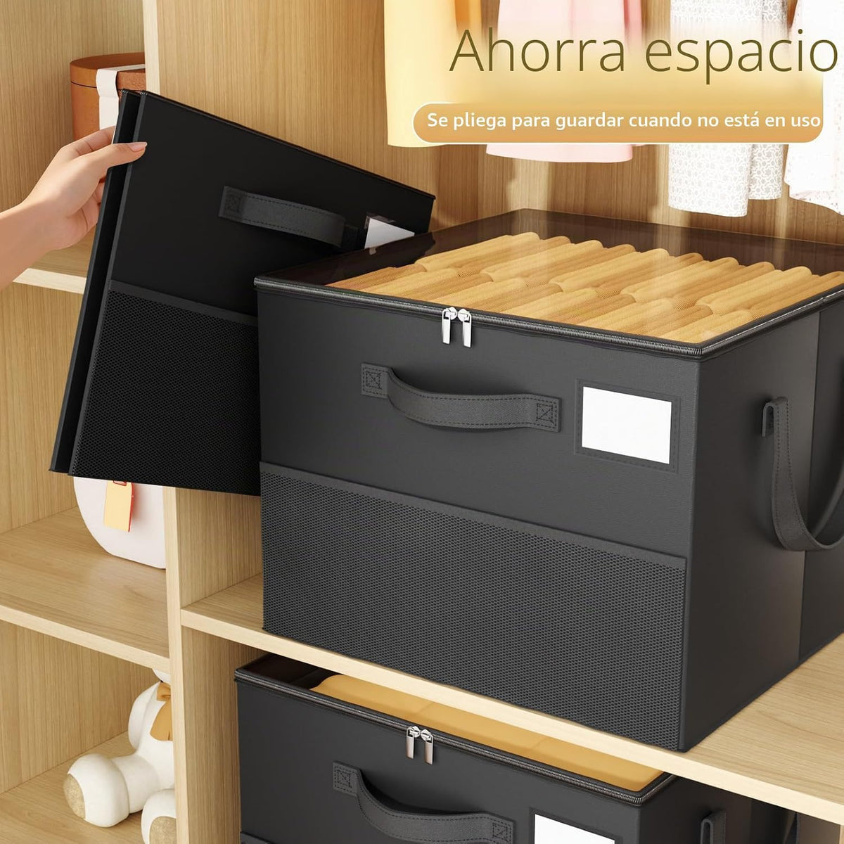 Paquete de 2 organizadores de zapatos grandes reforzados para armar...