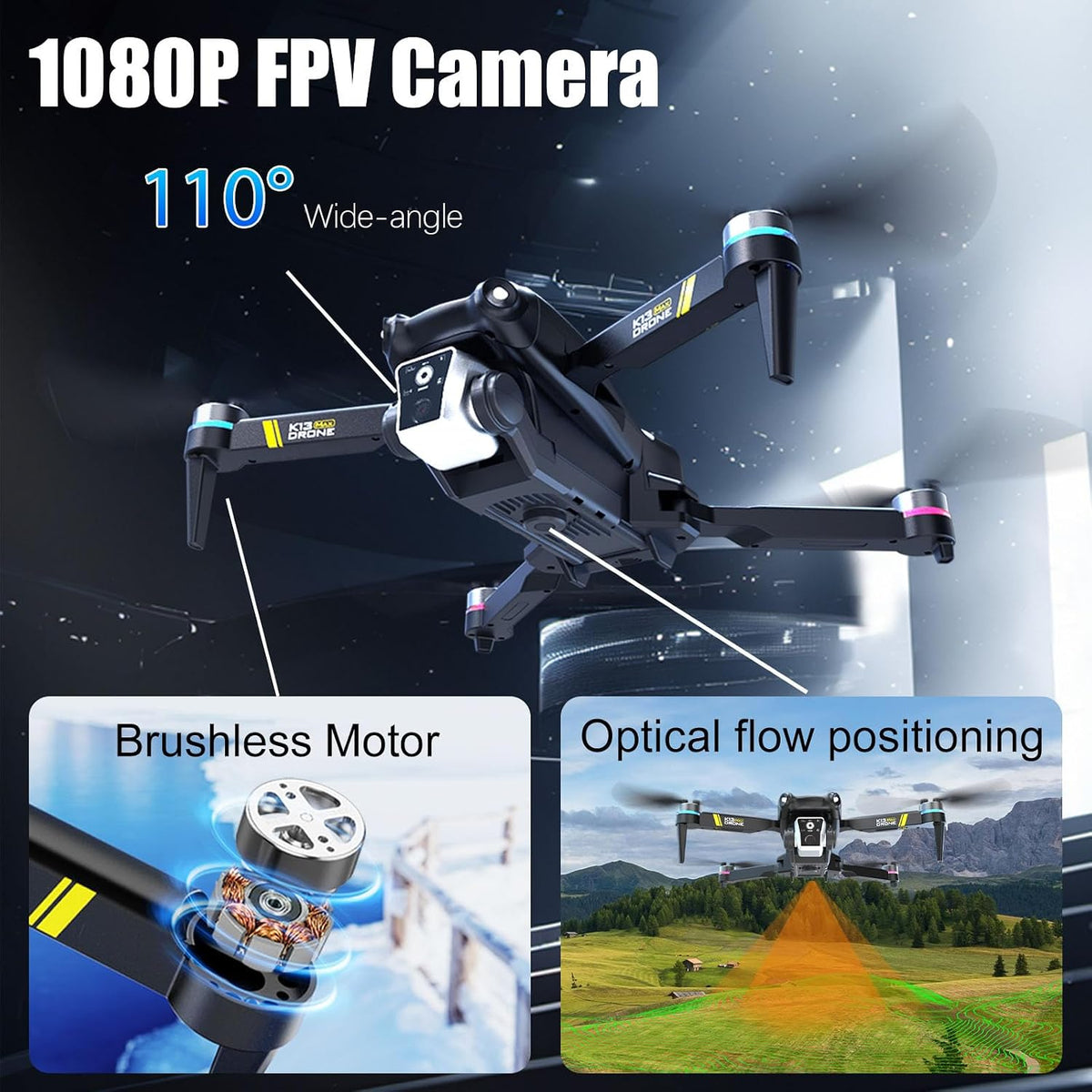 Drone sin escobillas con cámara para principiantes,Pantalla en el |...