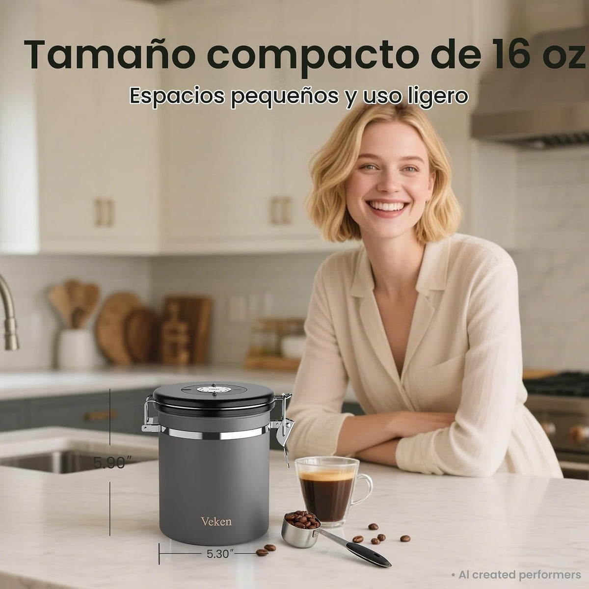 Veken Bote de café, recipiente hermético de almacenamiento de alime...