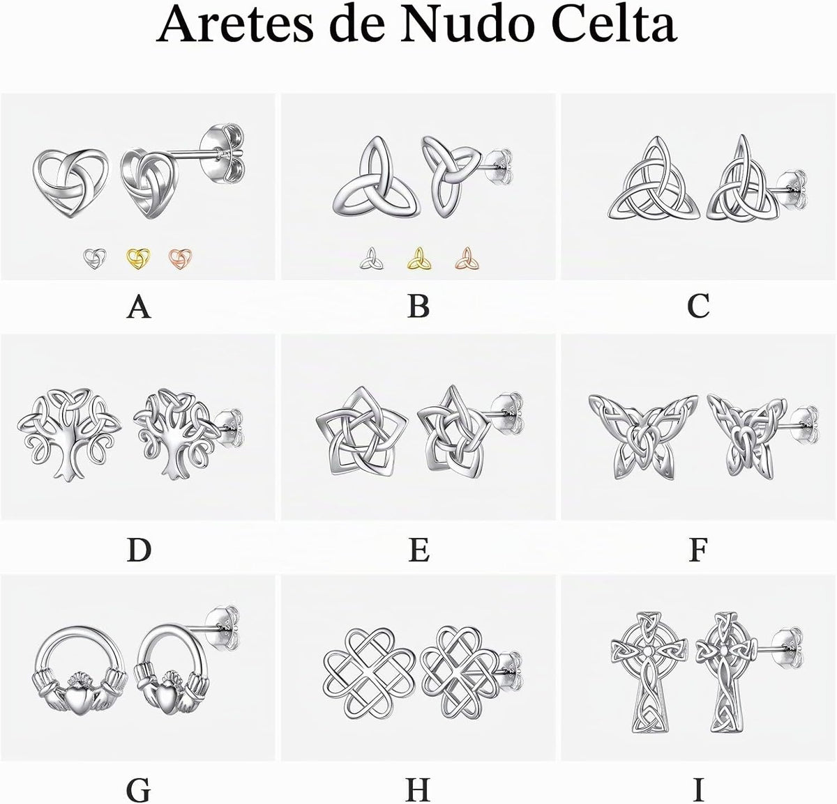 ChicSilver Pendientes celtas para mujer de plata de ley hipoalergén...