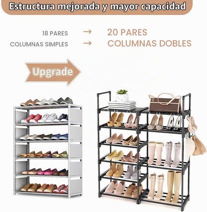 ROJASOP Organizador de zapatos, zapatero de metal de 6 niveles para...