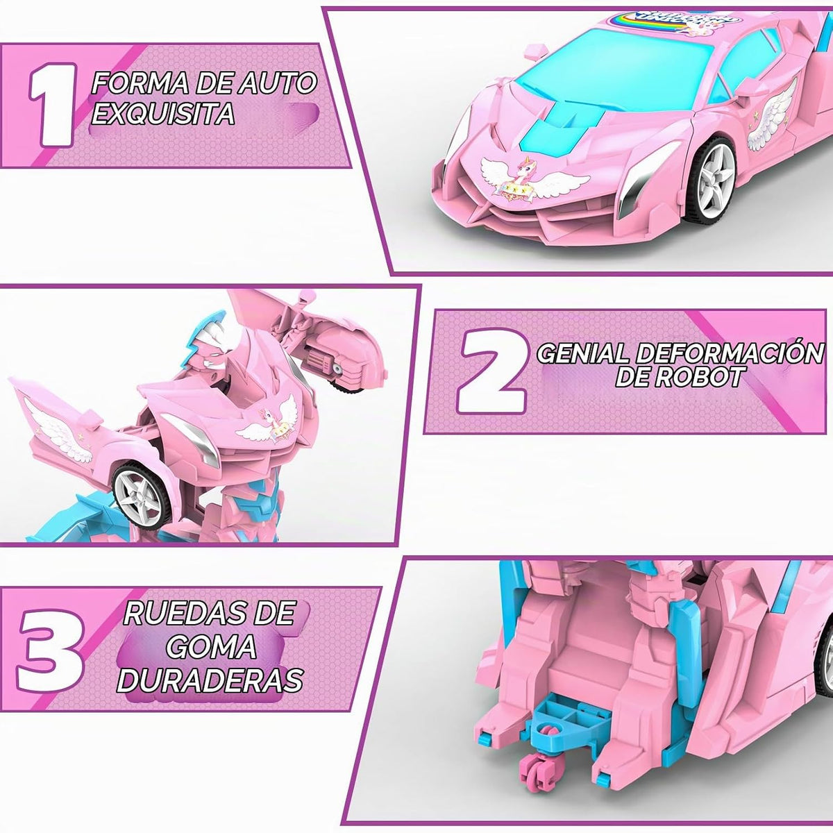 BLUEJAY Unicorn Transform RC Cars para niñas de 3 a 12, 2.4 GHz con...