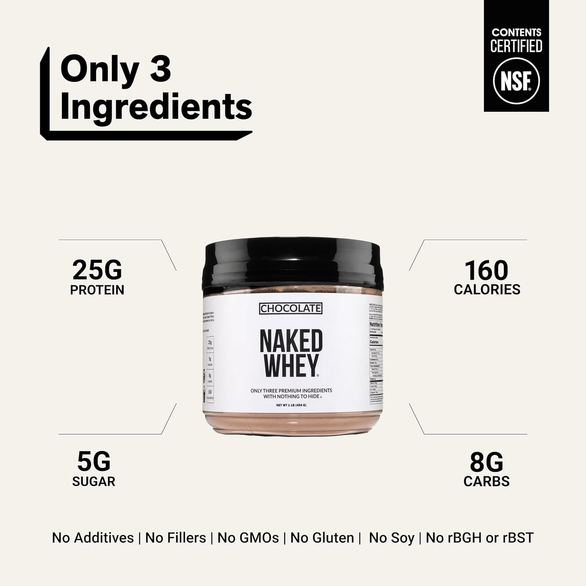 Naked Whey - Proteína en polvo de suero de leche alimentada con pas...