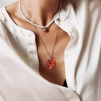 Bestyle Collar de cristal curativo envuelto en árbol de la vida, co...