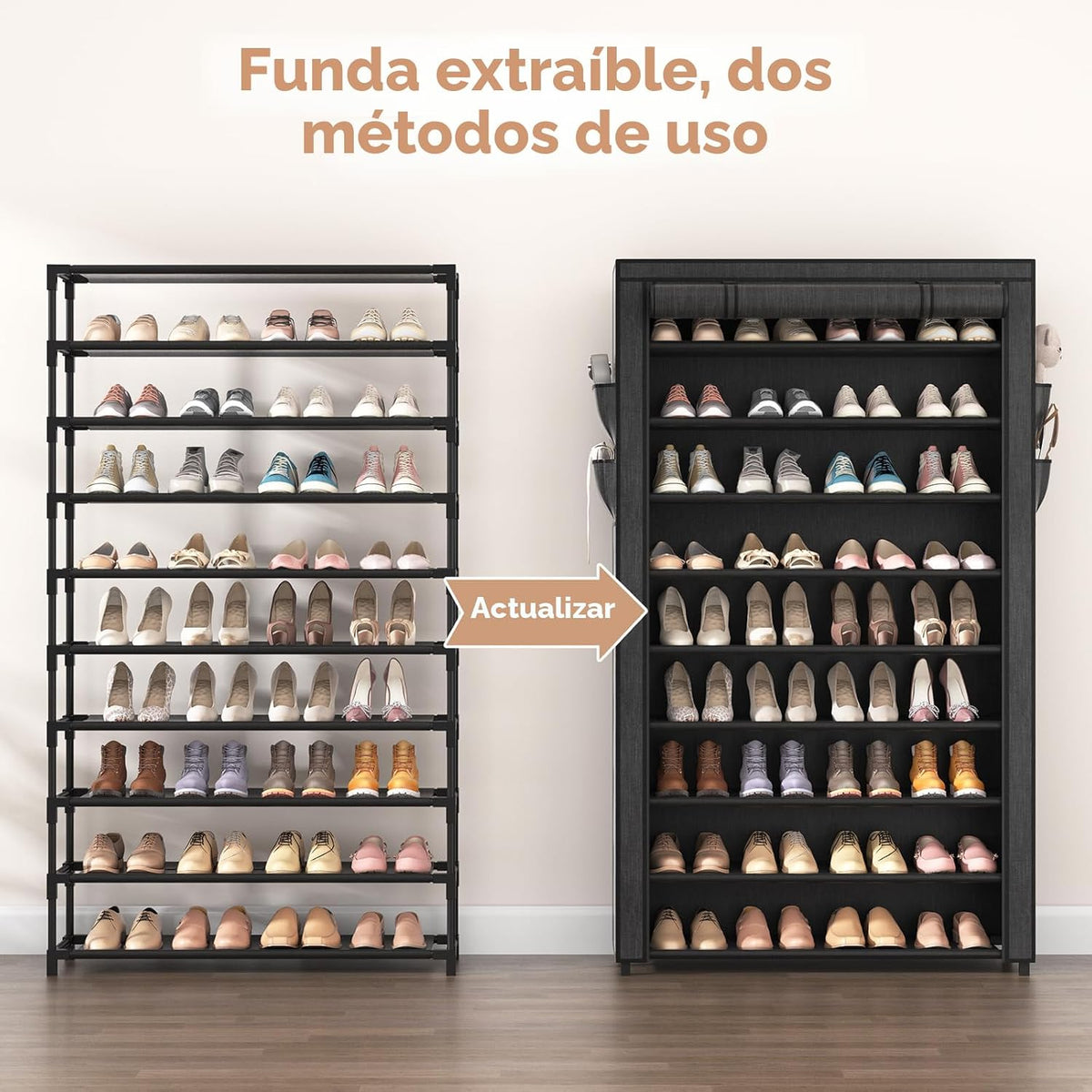 LANTEFUL Zapatero con Fundas - Organizador de Zapatero Alto de 10 N...